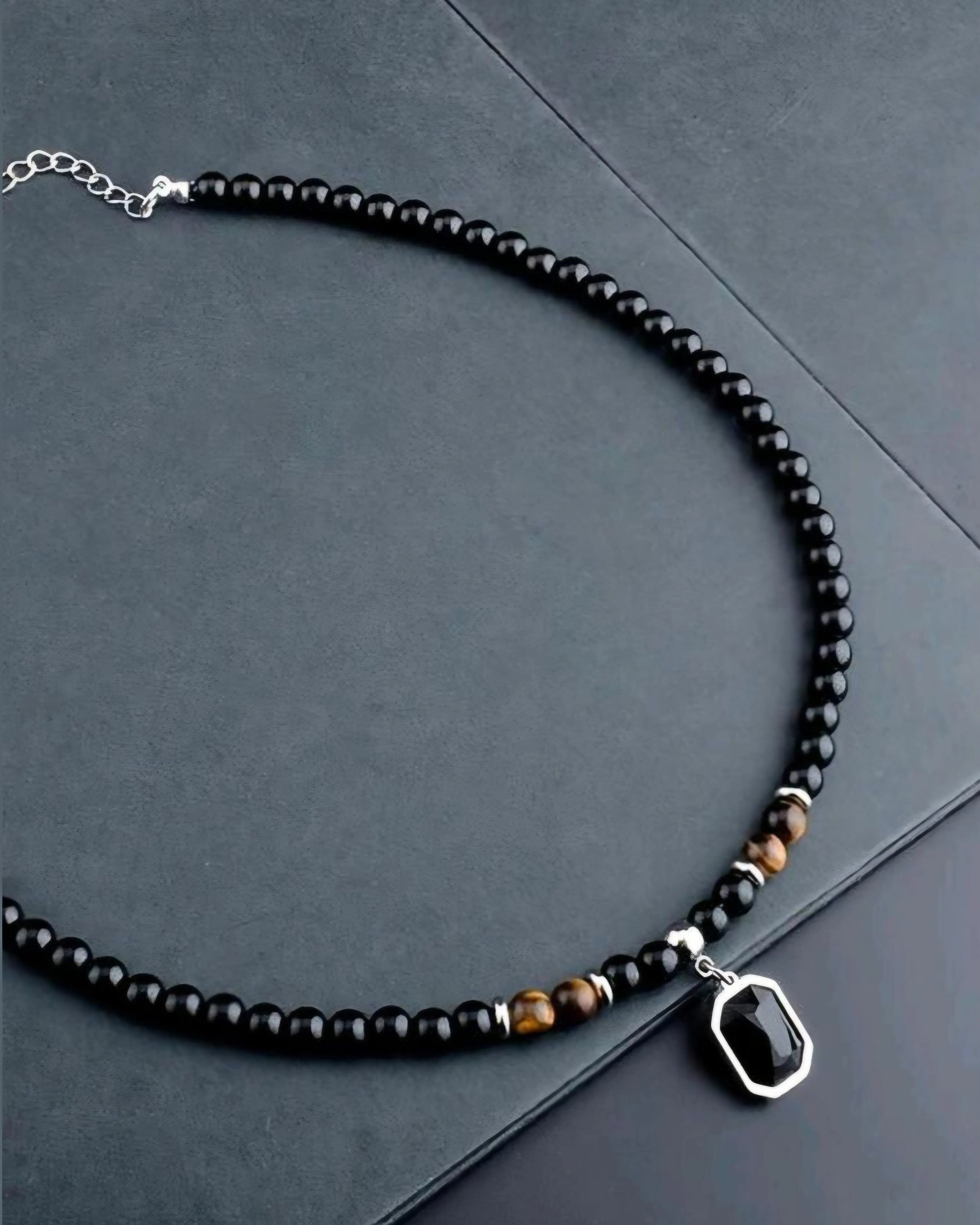Onyx Beaded Necklace with Pendant Restoration To Life Craft